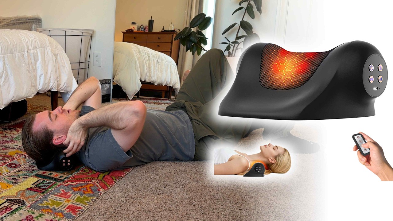 Heated Neck Massager with Red Light & Vibration | Adjustable Cervical Traction Device