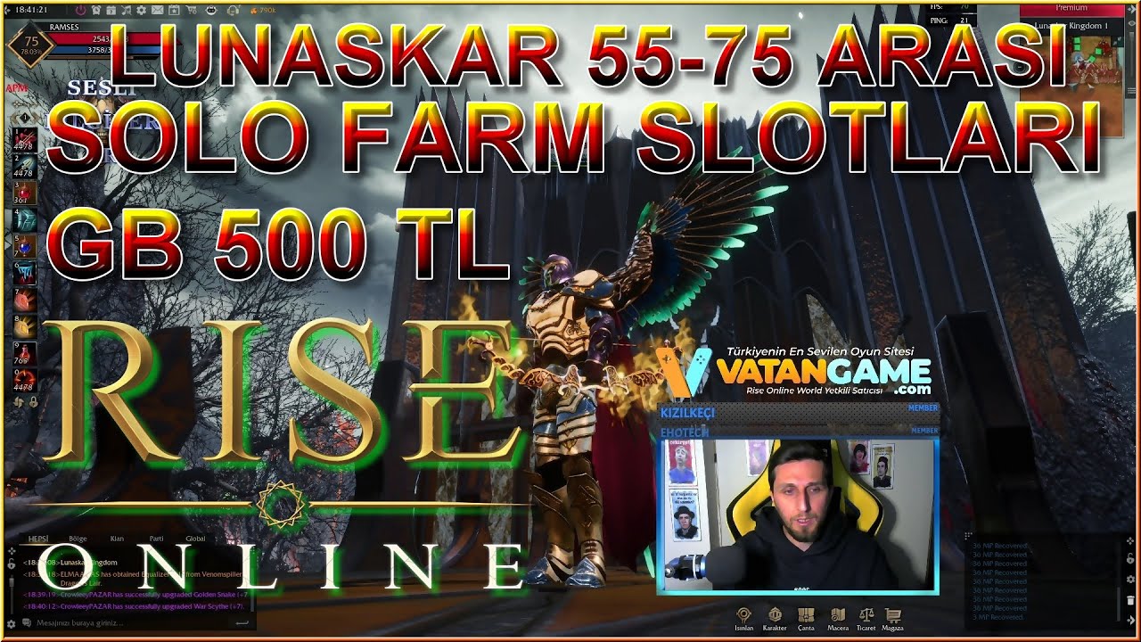 RİSE ONLİNE - L.K. 55 - 75 LVL ARASI FARM SLOTLARI - GB ARTMAYA DEVAM EDİYOR - Sesli Bilgiler TR