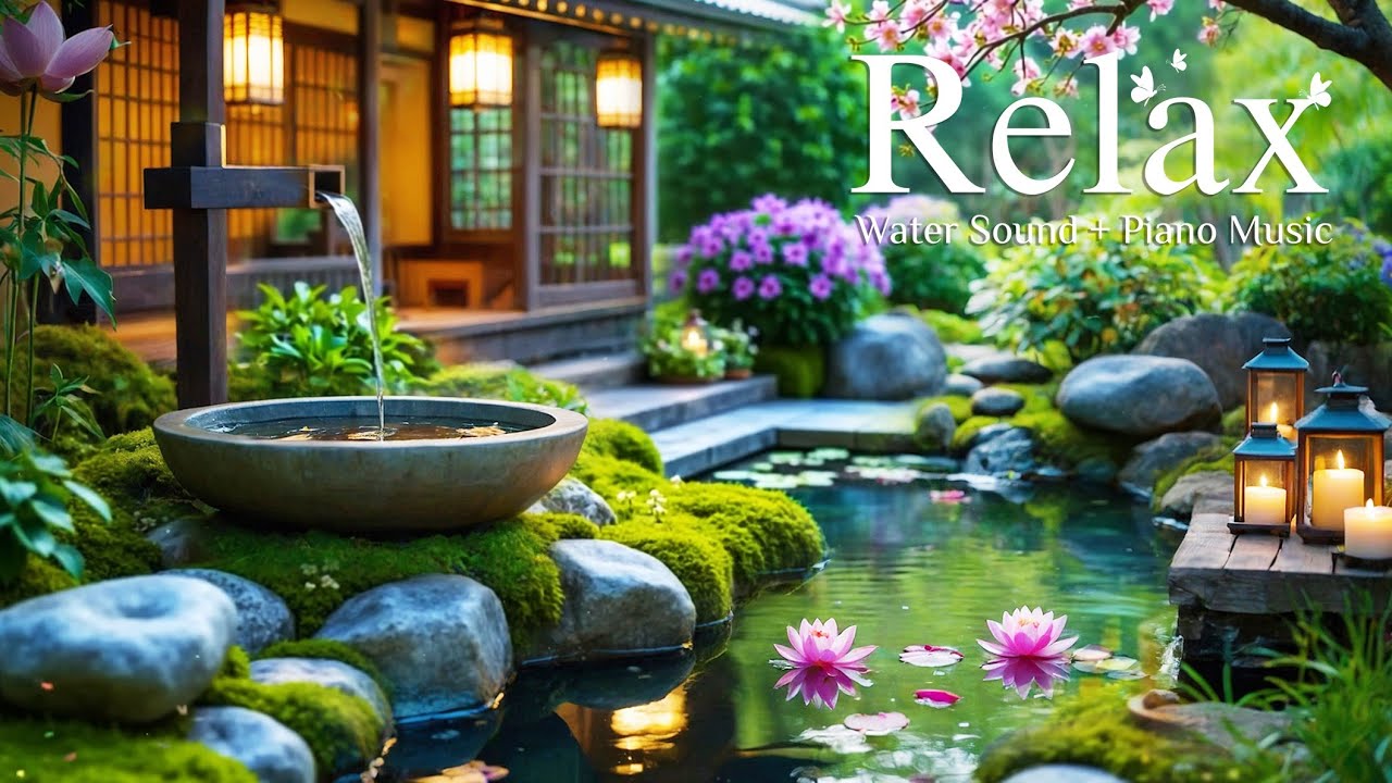 Relaxing Piano & Bamboo Water Fountain for Meditation - Stress Relieve, Anxiety, Insomnia, study #12