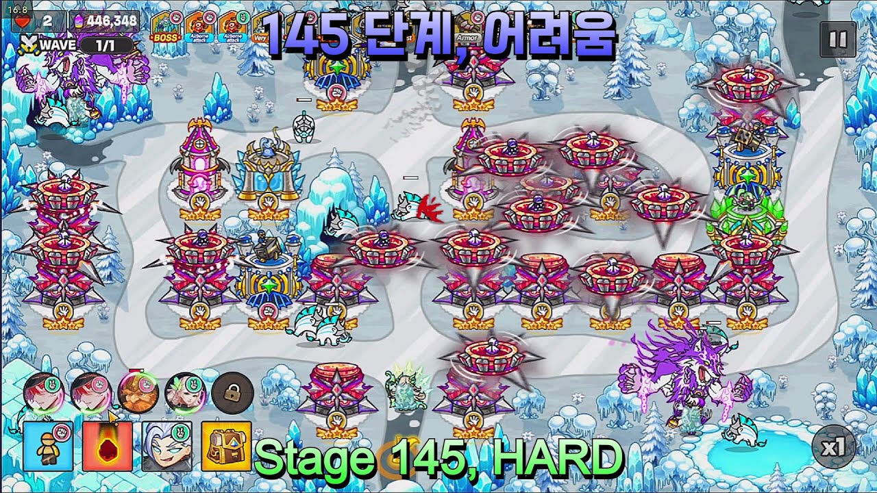 골드 타워 디펜스. 145단계, 어려움 난이도 (Gold Tower Defence. Stage 145, Hard)