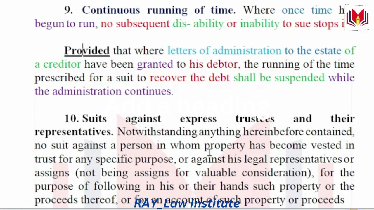 Section 9 Limitation Act Continuous running of time