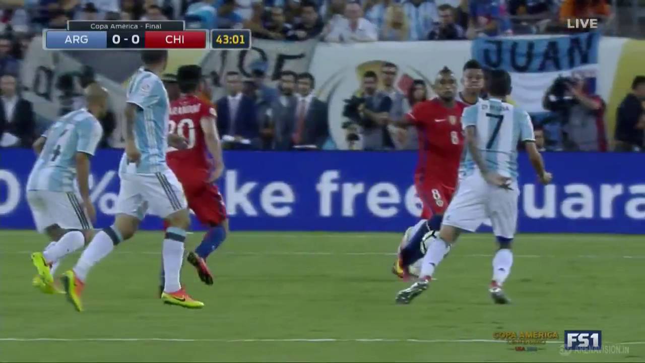 Marcos Rojo Red Card   Argentina vs Chile   2016 Copa America FINAL   June 26, 2016