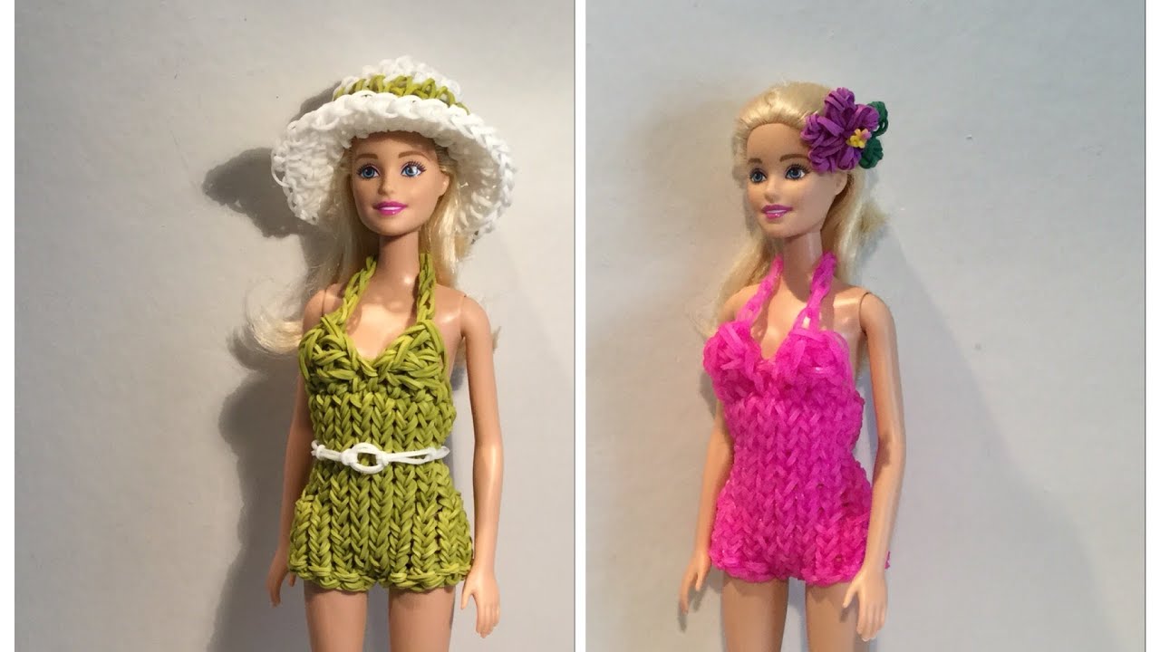 Rainbow Loom  レインボールーム　バービーのワンピース水着　Le maillot de bain 1 pièce de Barbie