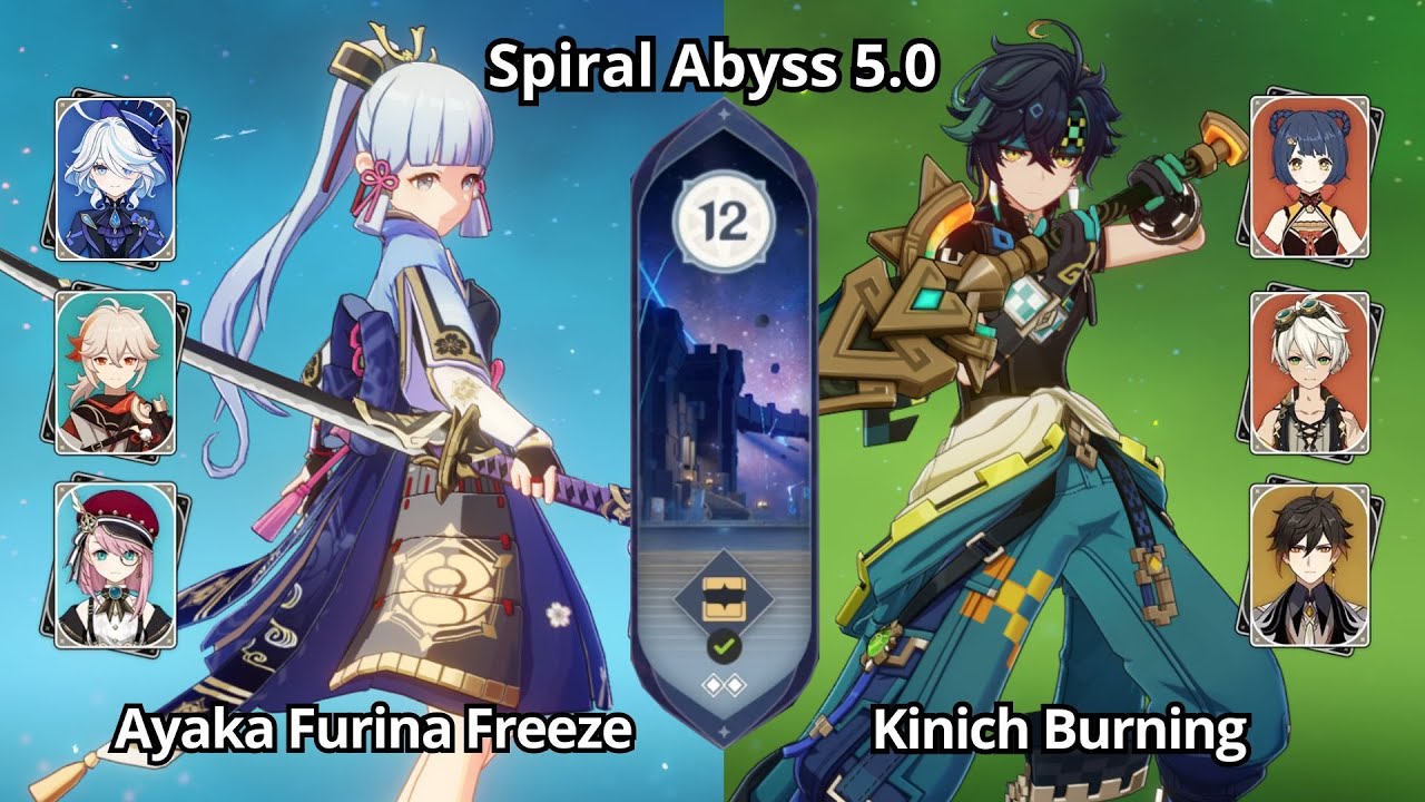 C0 Ayaka Furina Freeze & C0 Kinich Burning - Spiral Abyss 5.0 Floor 12 Genshin Impact