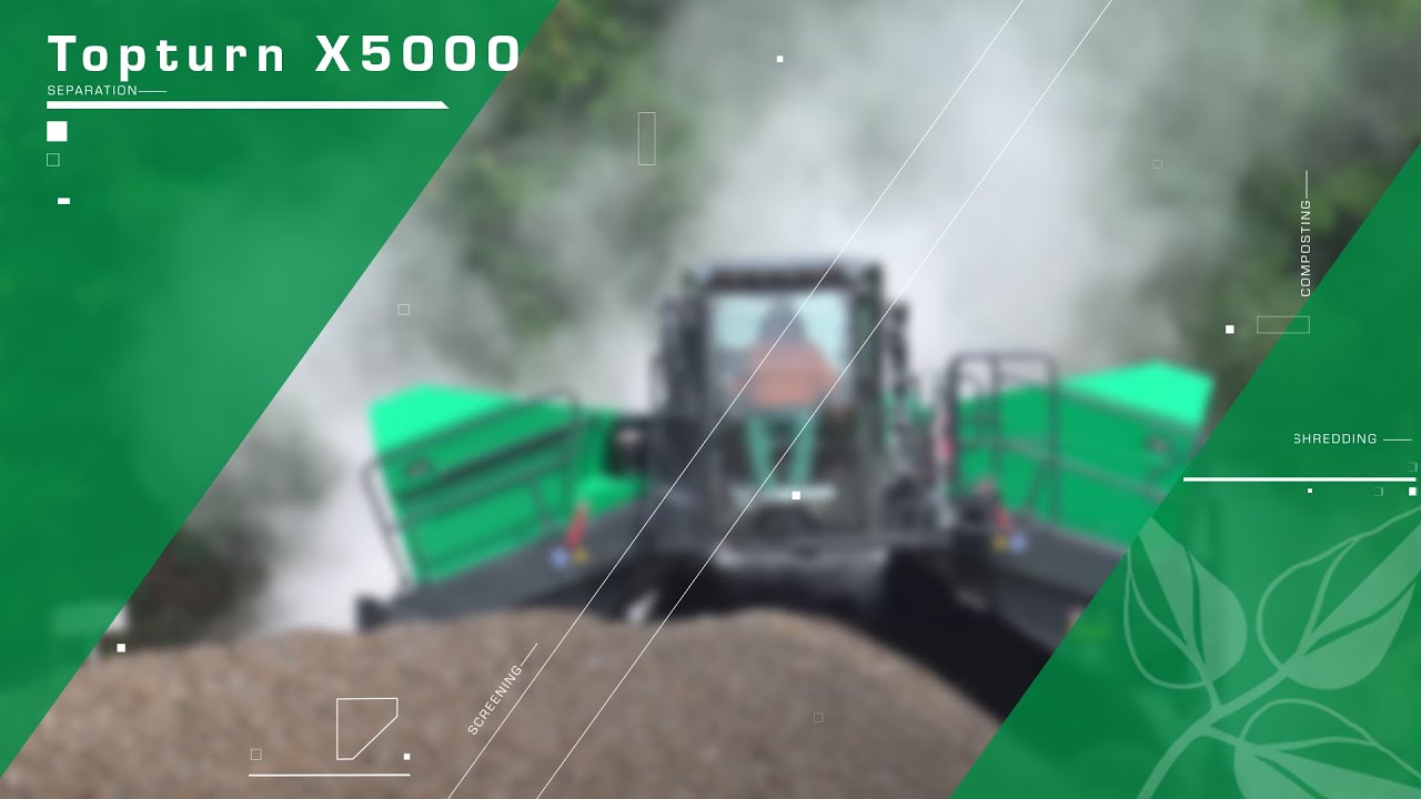 Komptech Topturn X5000 windrow turner: Application MSW compost