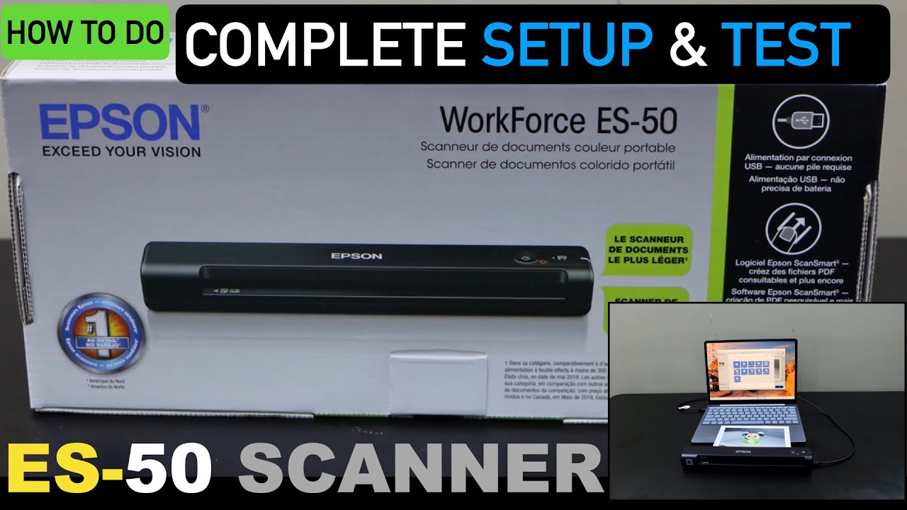 Настройка Epson WorkForce ES-50, распаковка, установка драйверов, тест сканирования.