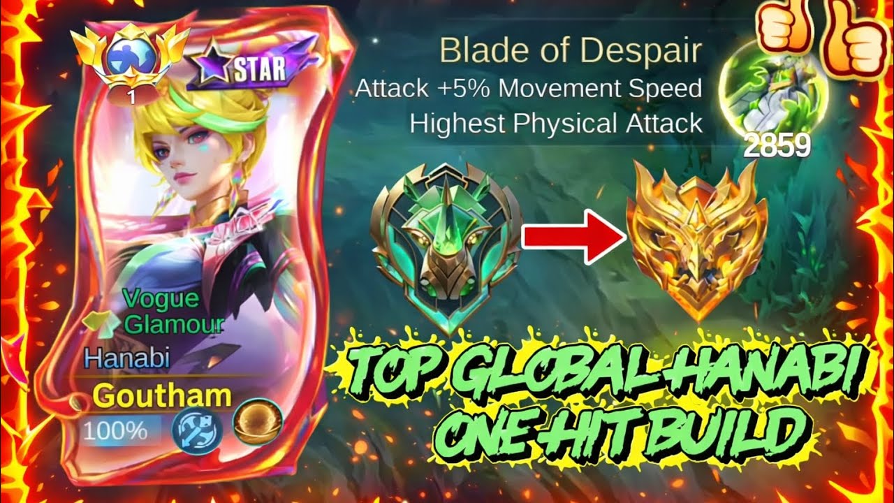 Global Hanabi gameplay 🥵 and one hit build 💥 ranked push 💥💥