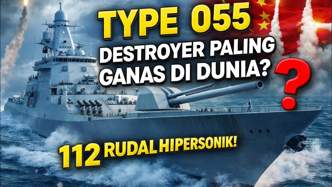 Необычный эсминец! Китайский эсминец типа 055 водоизмещением 12 000 тонн, оснащенный 112 ракетами.