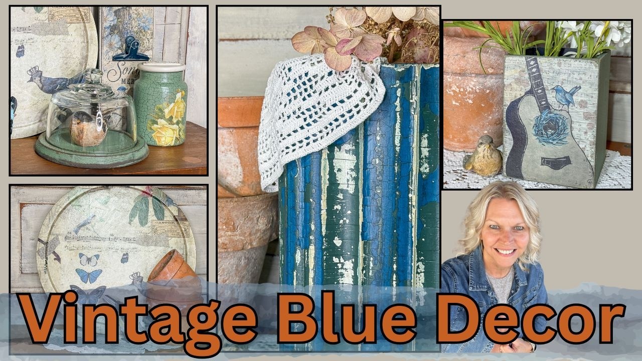 Vintage Cottage Garden Decor DIY 🌿 Blue Thrift Flips Inspired by Nashville