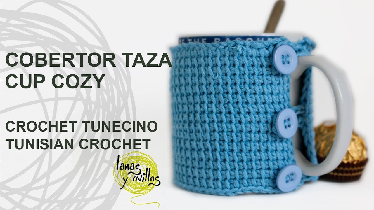 Tutorial Cobertor Tazas Crochet o Ganchillo Tunecino Cup Cozy