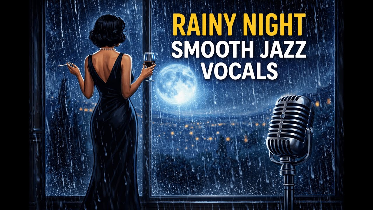 Rainy Night Smooth Jazz Vocals ☔🌙 Cozy Late Night Jazz for Relax, Work & Study