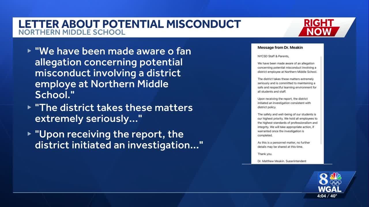 York County middle school employee facing misconduct investigation