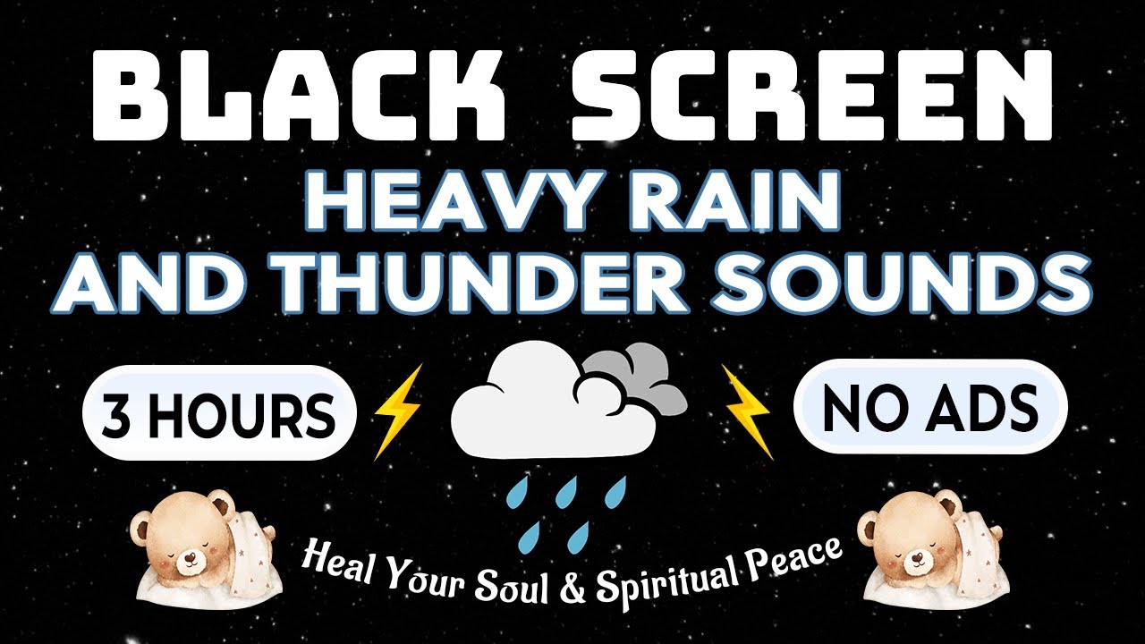 RAIN Sounds for Sleeping BLACK SCREEN | 3 Hours of Deep Storm, Stay Asleep All Night