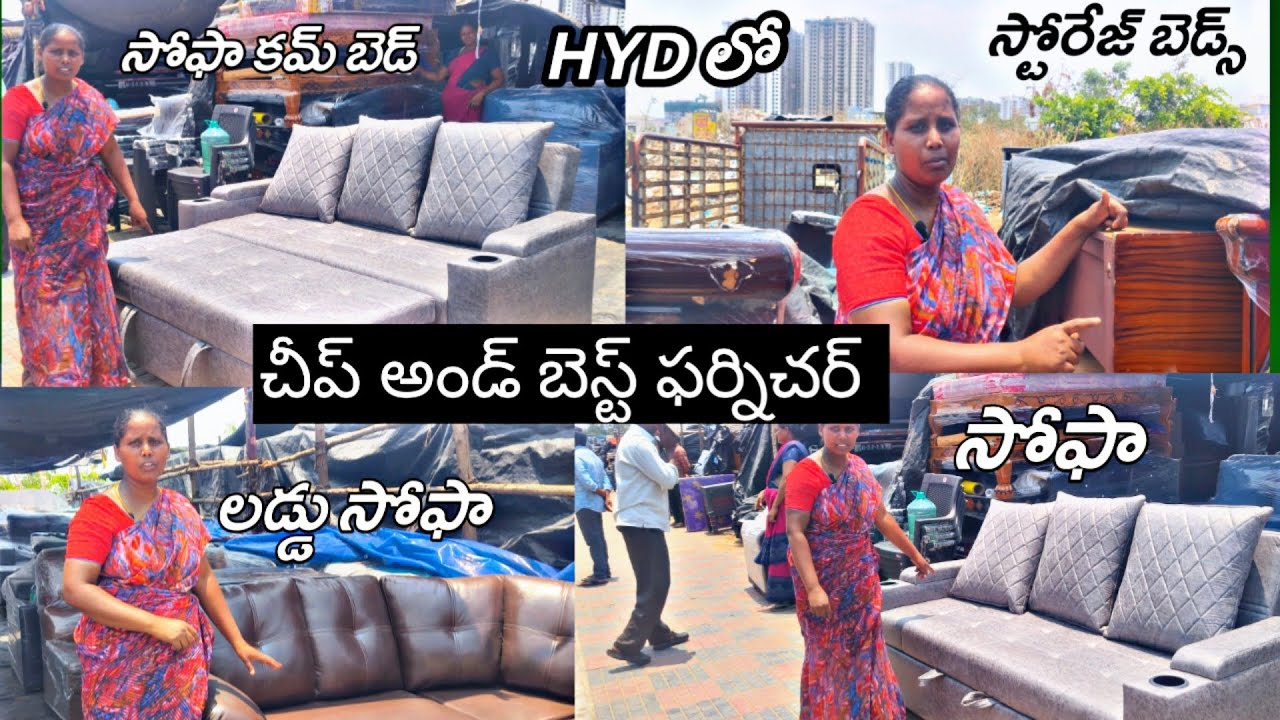 Very cheap and best furniture in miyapur road side|sofa cum beds, storage sofas