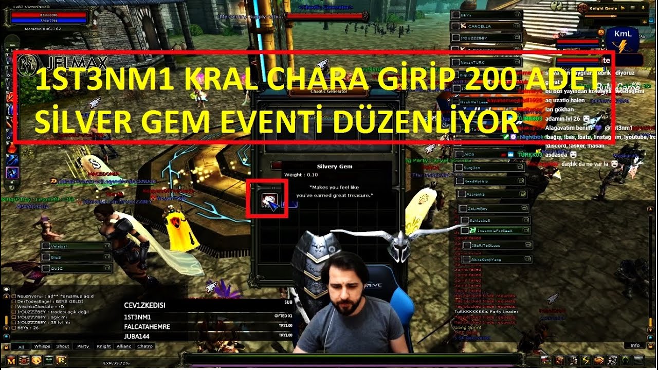 1ST3NM1 Altar' da Kral Chara Girdi Ve 200 Adet Silver Gem Kırdırdı - Knight Online