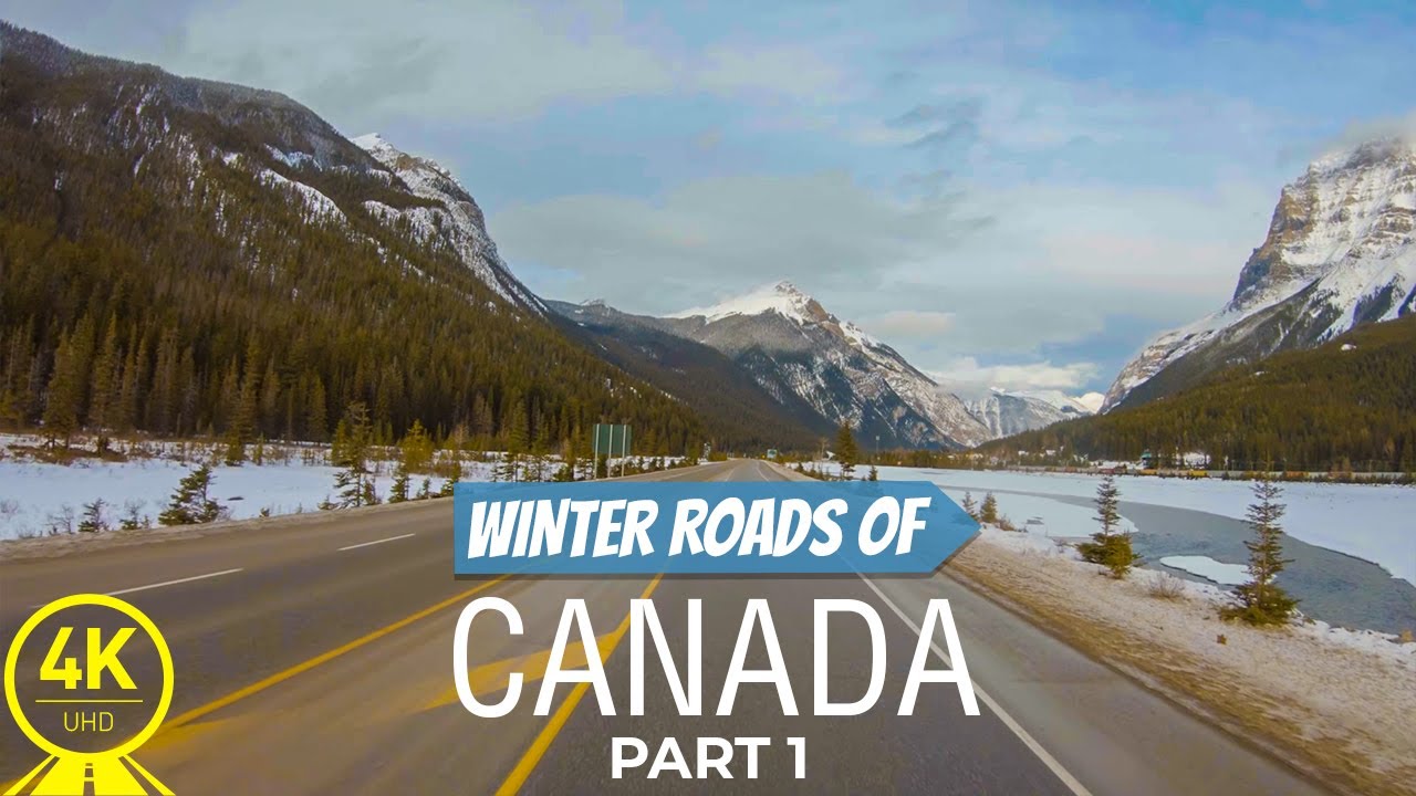 Winter Roads of Canada - 4K Scenic Drive Video for Treadmill Exercising | In-Door Cycling - Part #1