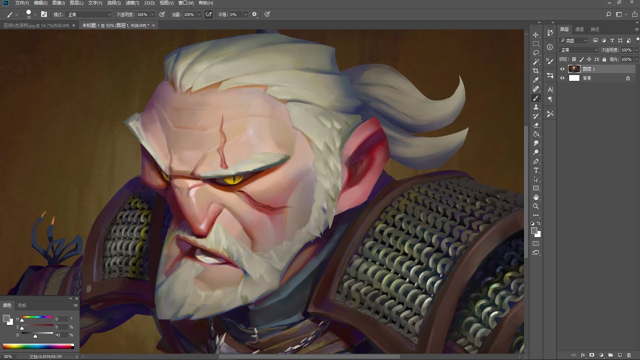 A Cartoon Style Illustration about the Witcher 3 Geralt！（Doujin）巫师3杰洛特同人卡通风格插图绘制过程。