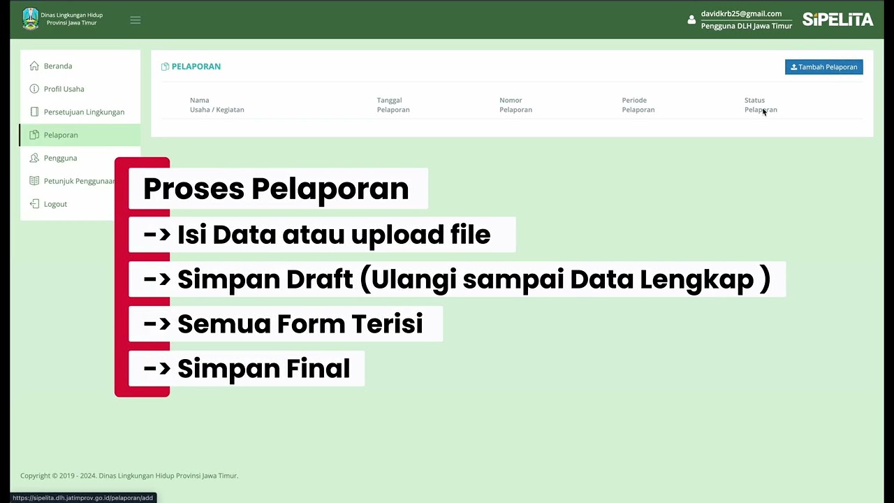 📢 Tutorial Aplikasi SIPELITA – DLH Provinsi Jawa Timur