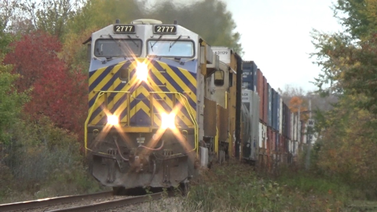 Manifest Train CN 594 West w/Containers Rolling thru Hampton, NB on a Speed Restriction