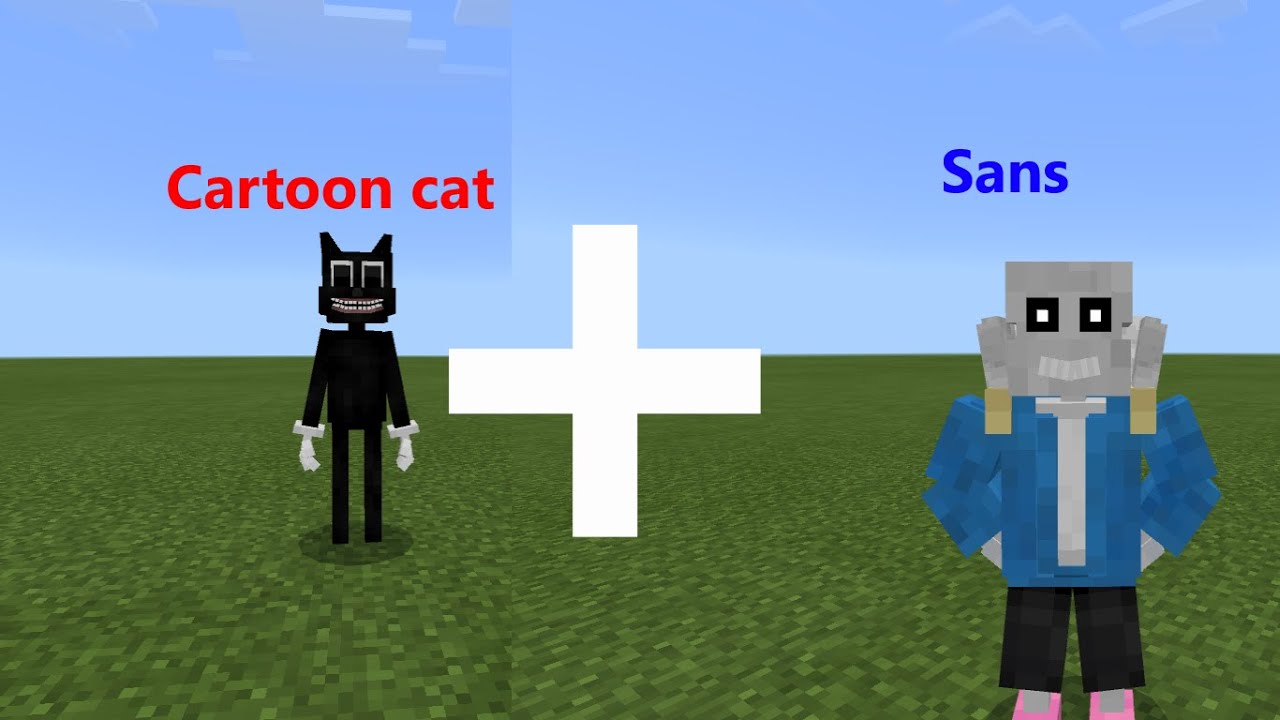 I have Combined Cartoon Cat with Sans and That's What Happened!!? l Minecraft PE