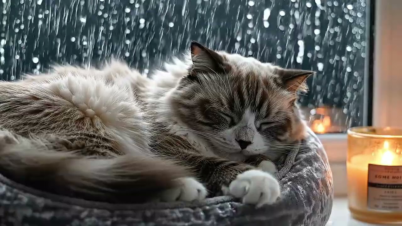 Music Sleep for Cats 🐈 Soft Piano & Rain Sounds | Anxiety Relief for Sleeping Cats