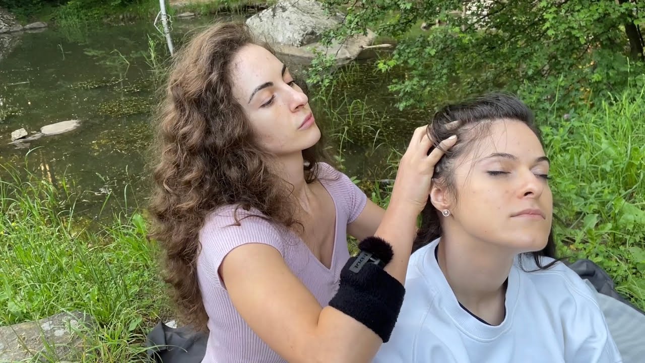 ASMR nature relaxing - ASMR female head and back massage