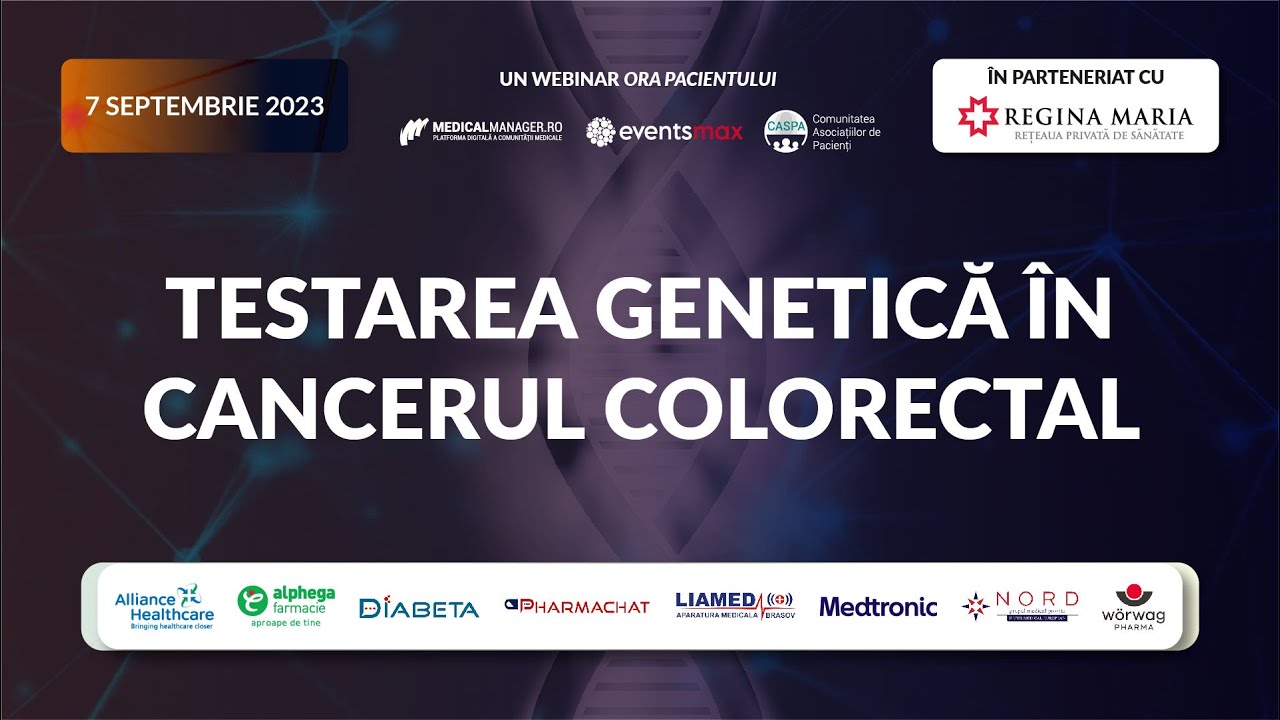 Ora Pacientului Oncologic, 7 septembrie 2023: Testarea genetică în cancerul colorectal.