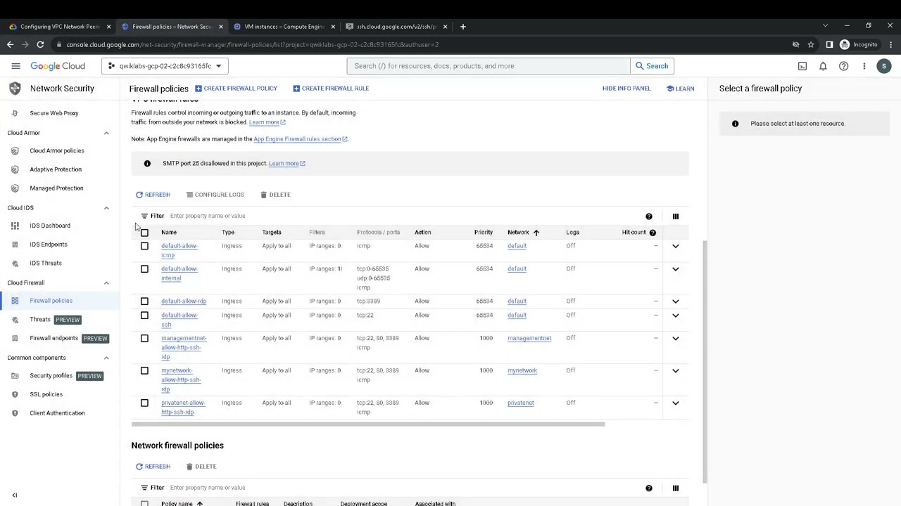 GCP Configuring VPC Network Peering