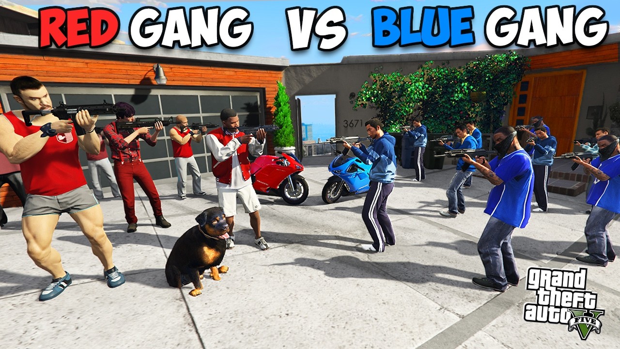 Franklin Red Gang VS Blue Gang in GTA 5!