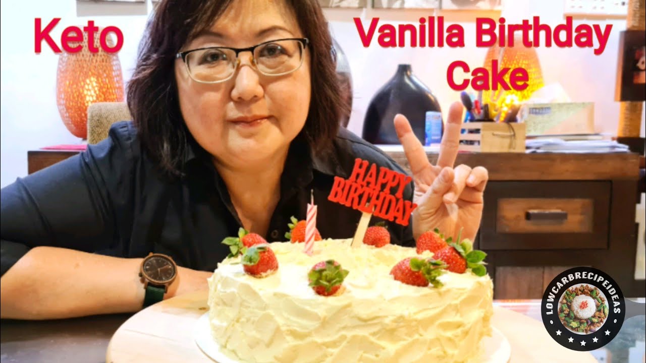 HOW TO MAKE KETO VANILLA BIRTHDAY CAKE - MOIST, FLAVORFUL & DELICIOUS WITH VANILLA BUTTERCREAM