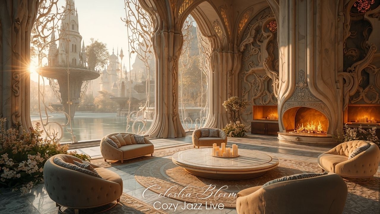 Morning Jazz Radio LIVE 24/7 ☀️🔥 | Golden Fireplace Lounge | Smooth Jazz for Focus & Calm Energy
