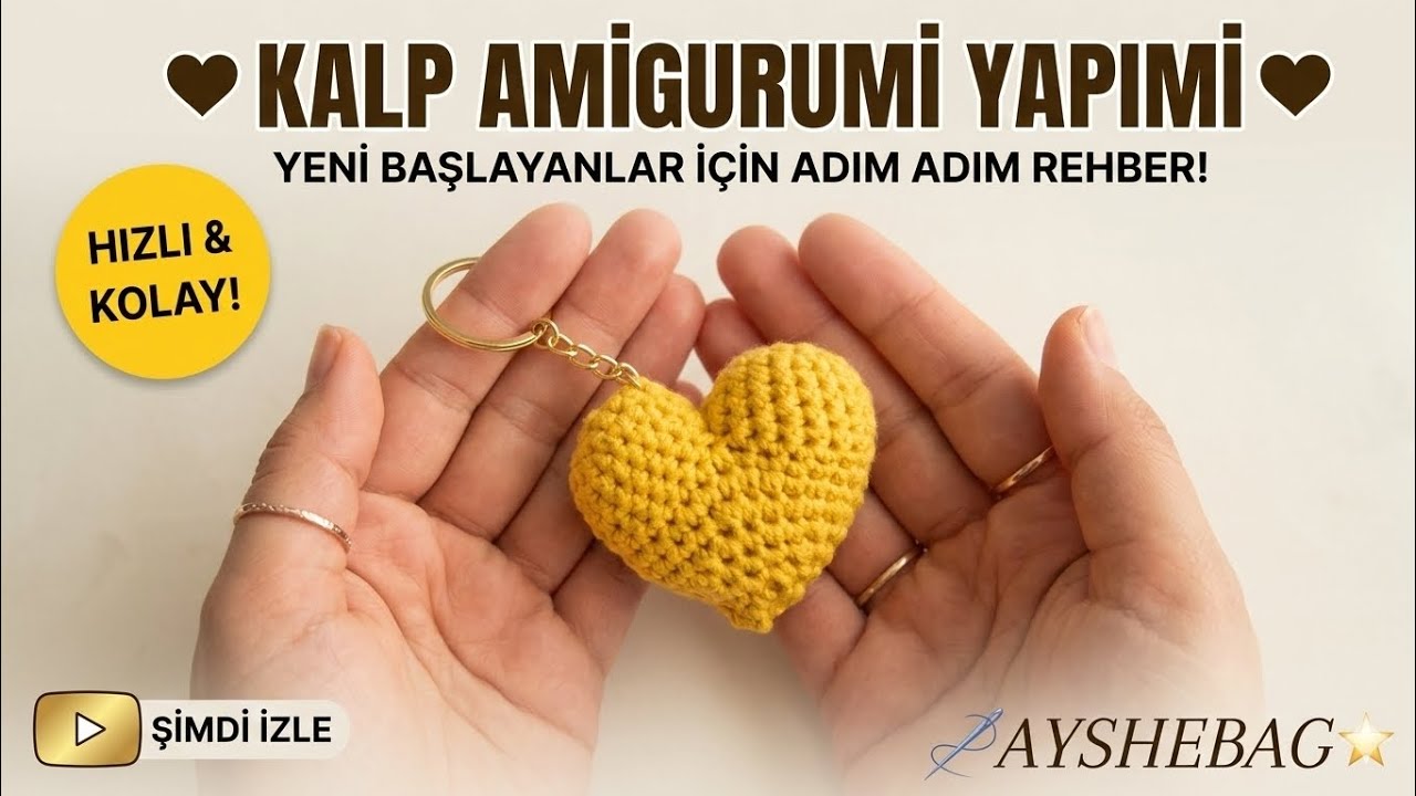 KALP ANAHTARLIK YAPIMI 1 SAATTE ÖR | #KALP #pink #motif #örgü #elişi #handmade #anahtarlık #süs #ip