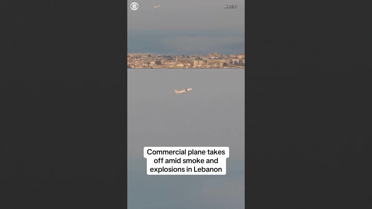 Commercial aircraft takes off from Beirut amid aftermath of Israeli strikes #shorts