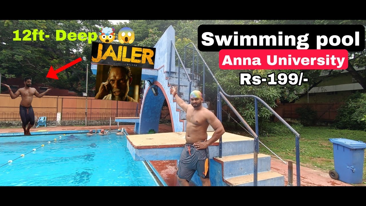 🎟️🏊‍♀️12-feet Deep Swimming pool.🤯|| Anna University Chennai Cheapest swimming #bodybuilding #budget