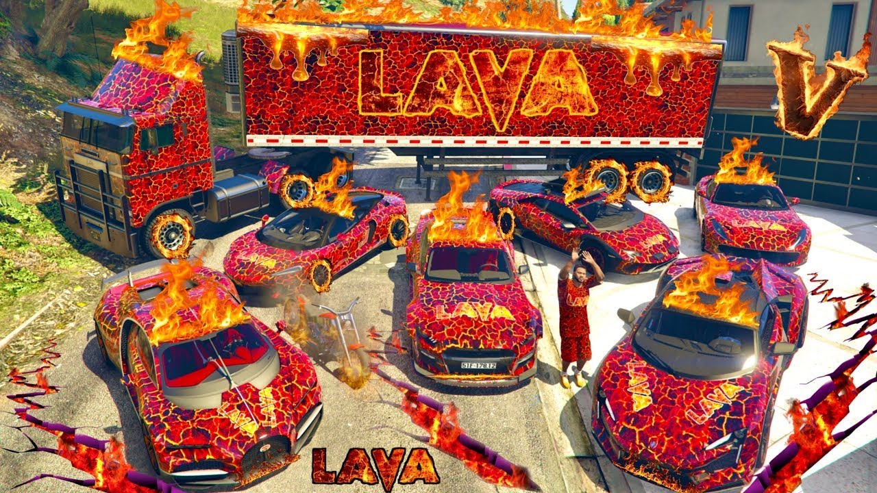 GTA 5 - Stealing LAVA SUPER CARS with Franklin! (Real Life Cars #114)