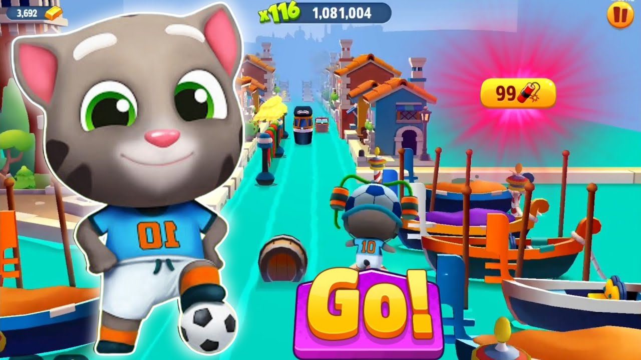 Talking Tom Gold Run 2016 Gameplay - Football Tom vs Football Raccoon - Full Screen