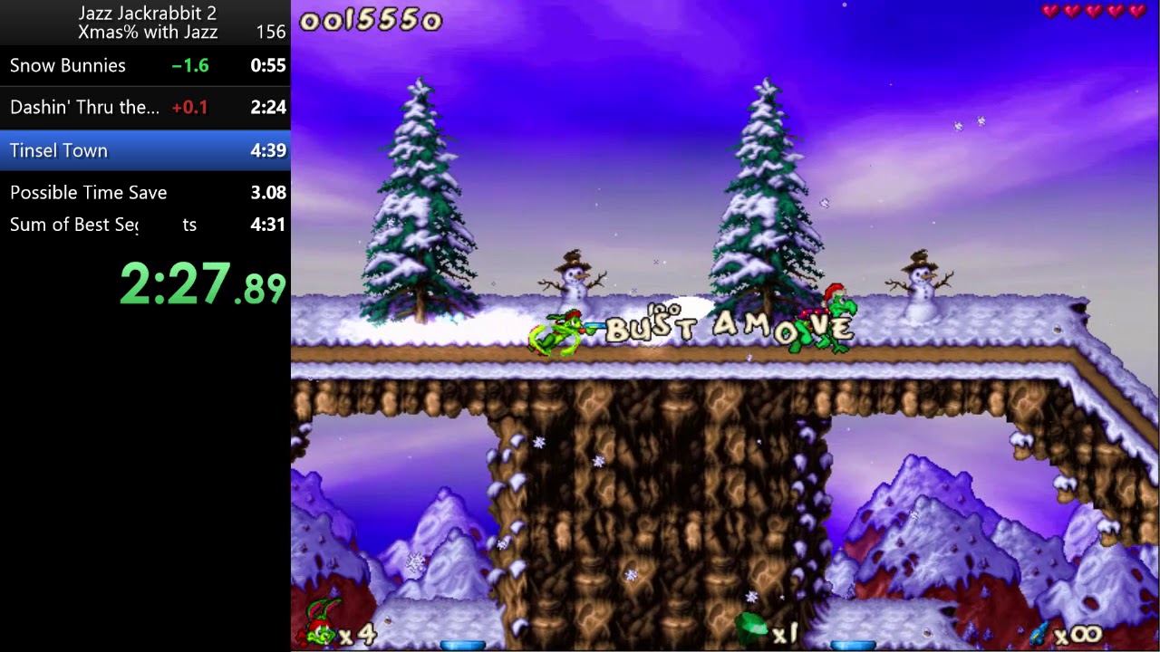 Jazz Jackrabbit 2 Xmas% speedrun with Jazz in 4:32.58