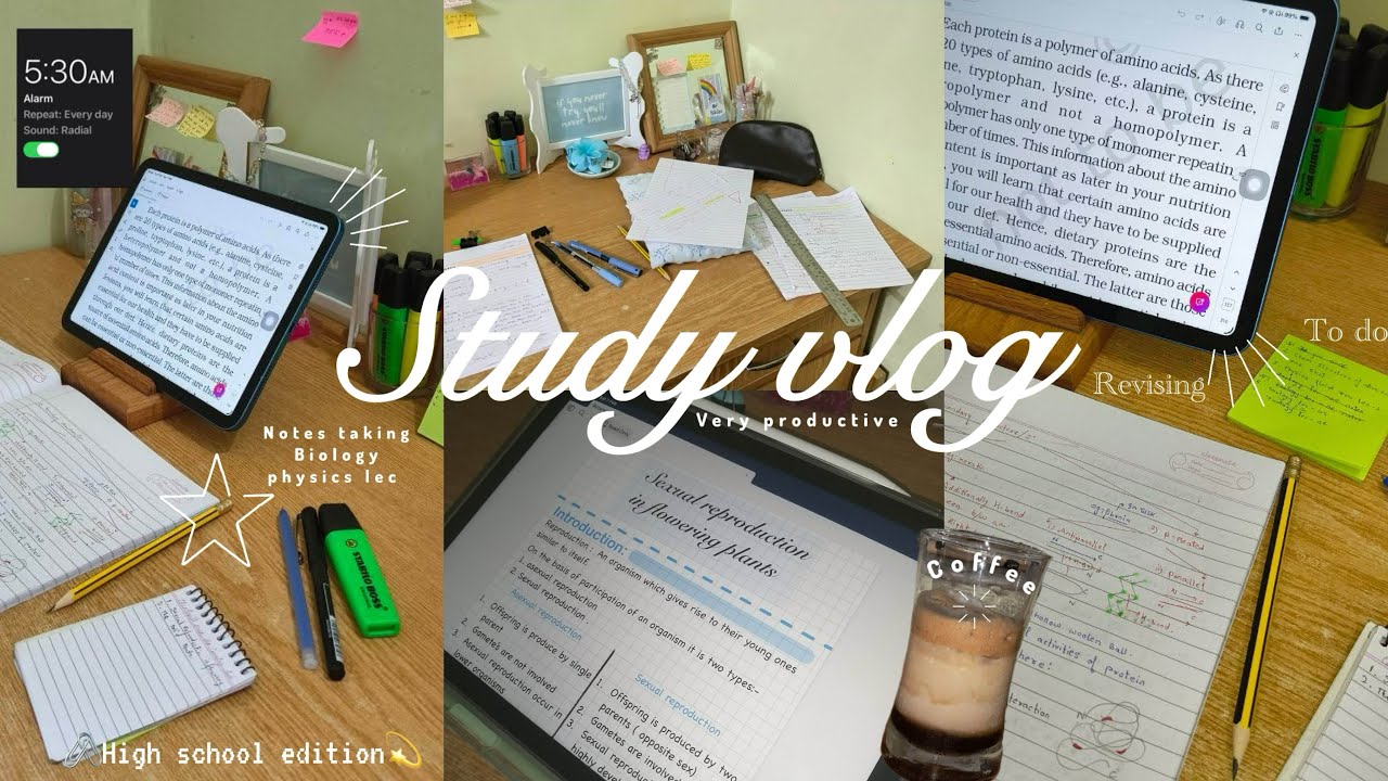 Study vlog extremely productive high school edition,notes taking,physics lec, coffee❤️