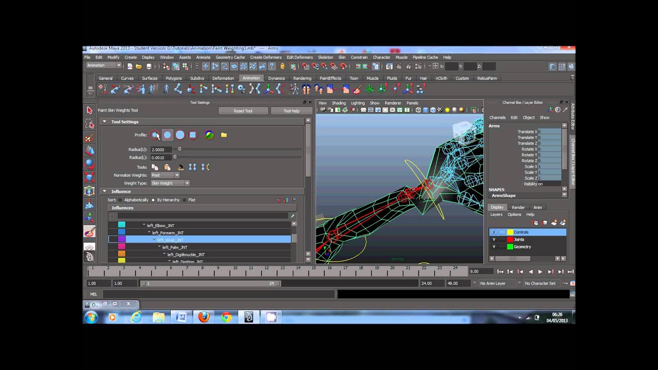 Paint Weighting a Rig in Maya 2013 Part 2