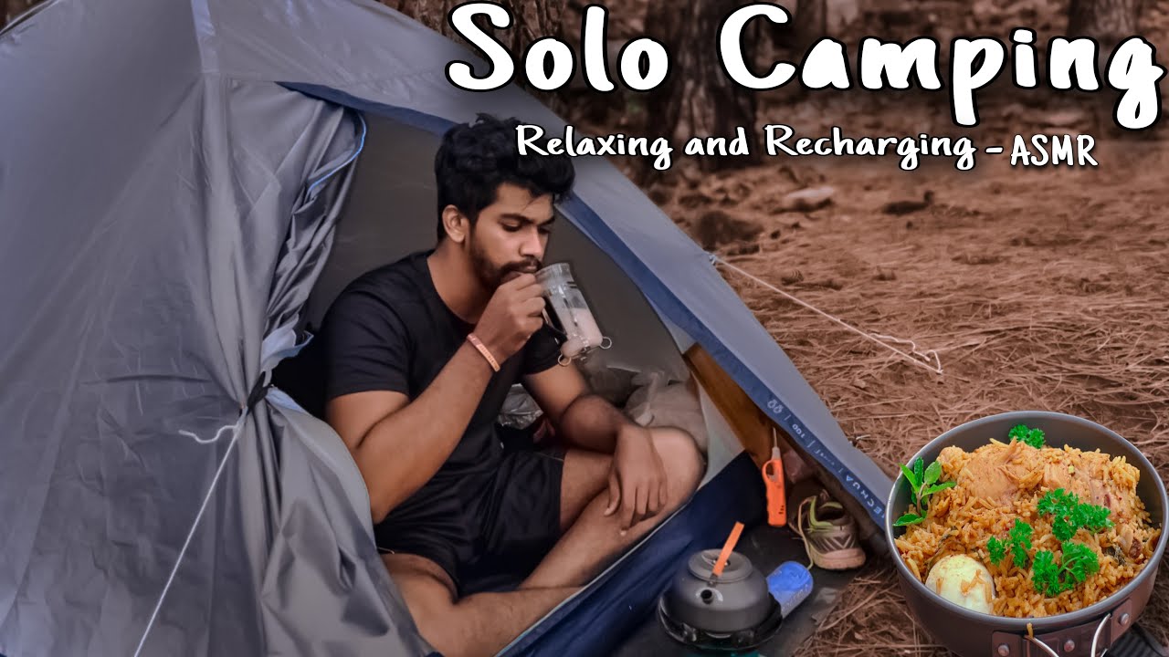 Solo Camping: Relaxing In The Forest ,Sounds of Nature,Cooking biriyani & Pizza,Survival video- ASMR