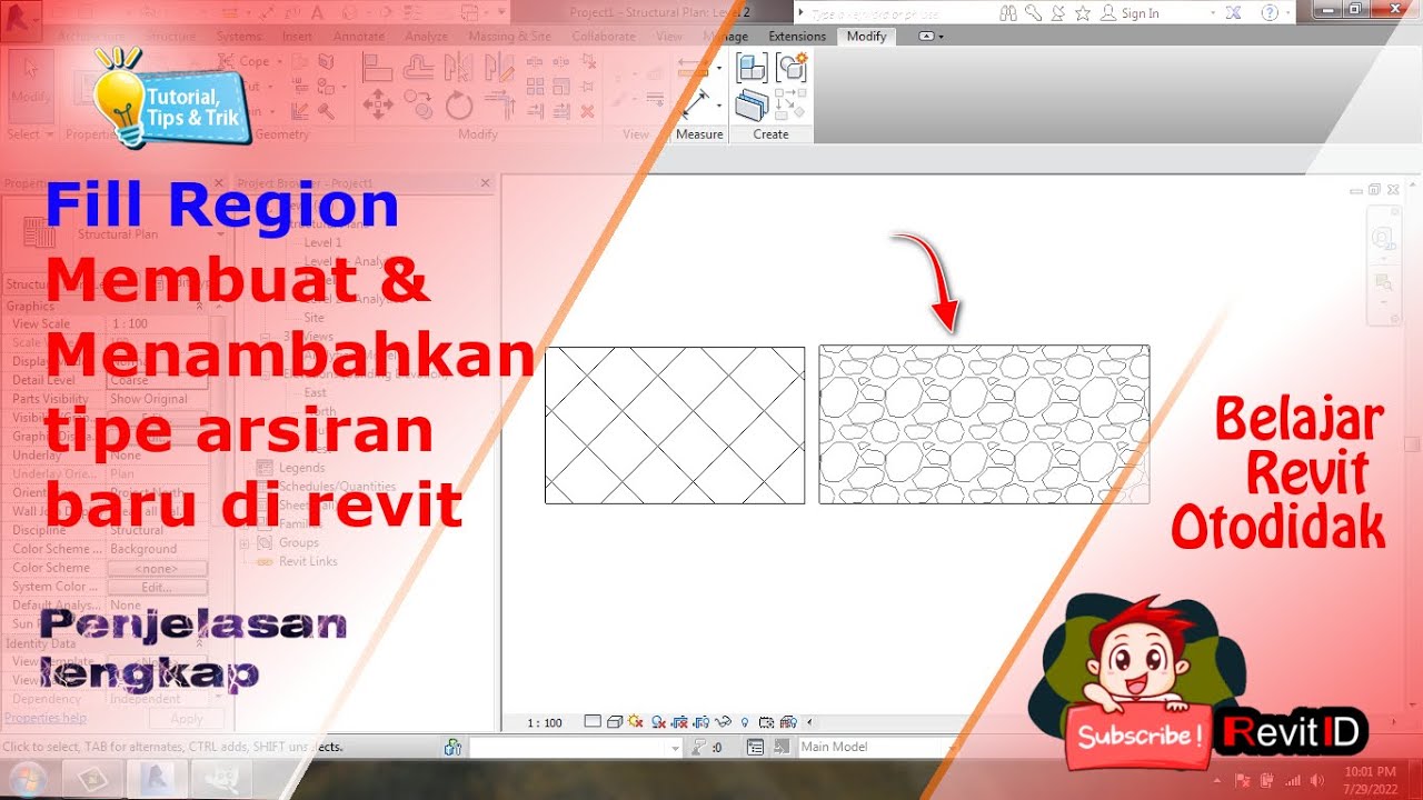 076 - Tutorial Revit - Fill Region - Membuat dan Menambahkan Tipe Arsiran Baru di Revit