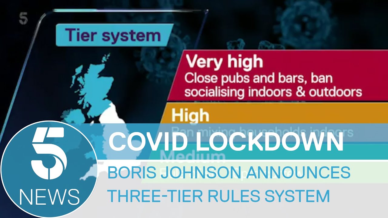 Coronavirus: Boris Johnson unveils ‘three-tier system’ of lockdown measures as cases surge | 5 News