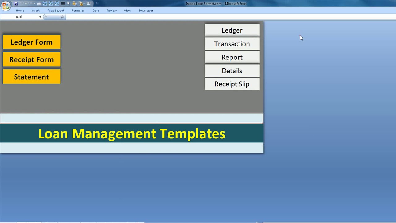 Loan Management Templates in EXCEL VBA Tamples