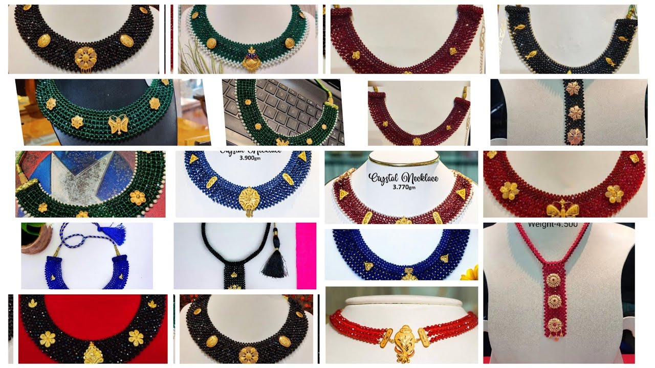 Latest & beautiful Crystal Necklace designs //Gold crystal Necklace//Light weight crystal Neckpiece