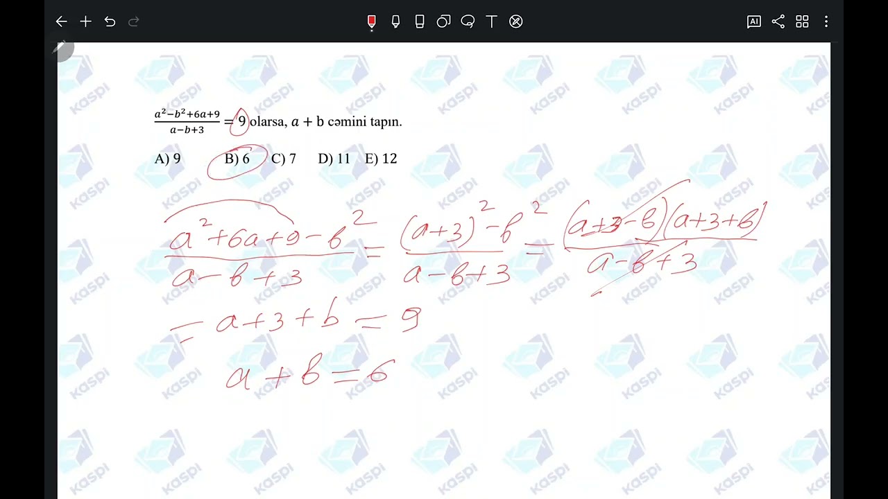 Buraxılış Sınaq İmtahanı 6 Riyaziyyat  11-ci sinif