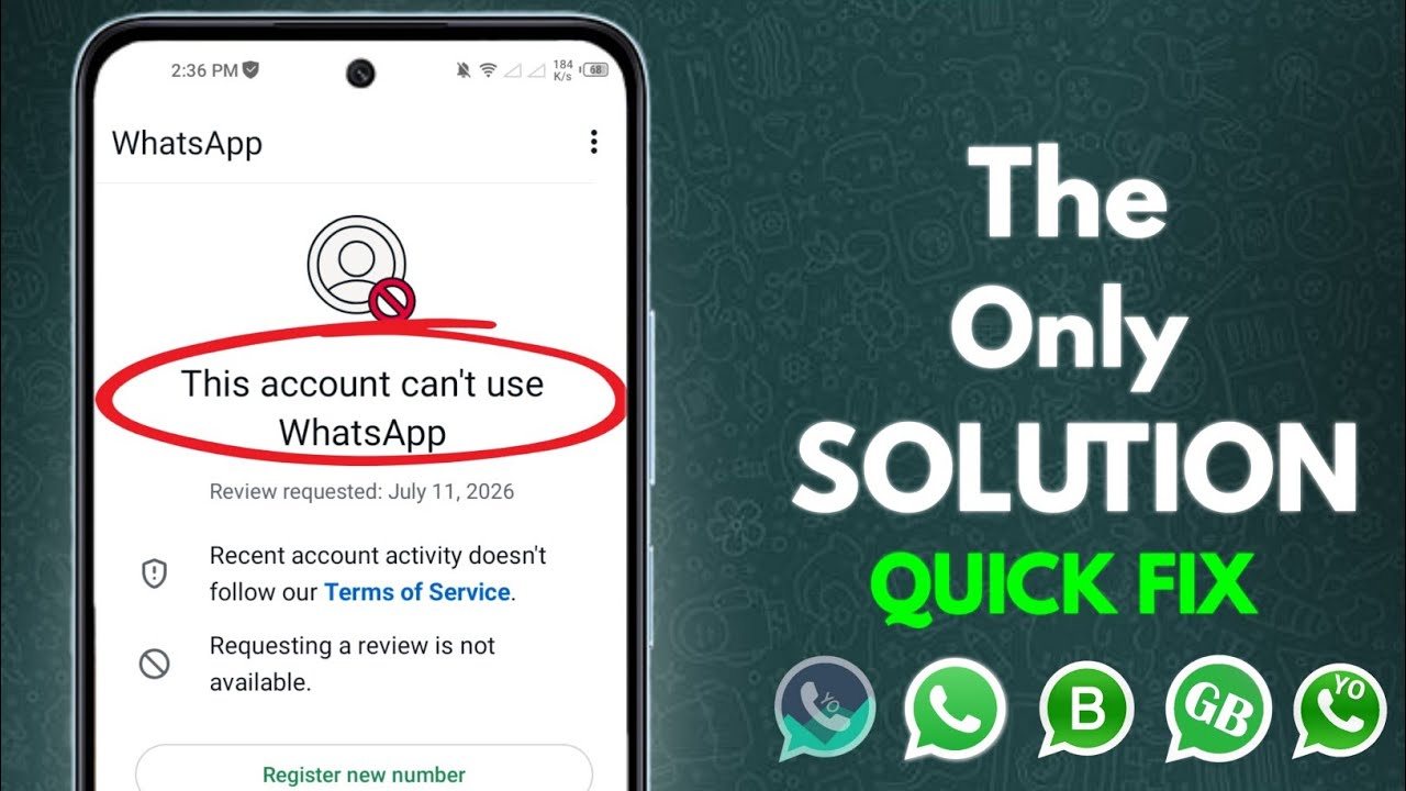 Whatsapp Ban Problem New 2026 ✅(100% Working) | This account can't use Whatsapp New Solution 2026