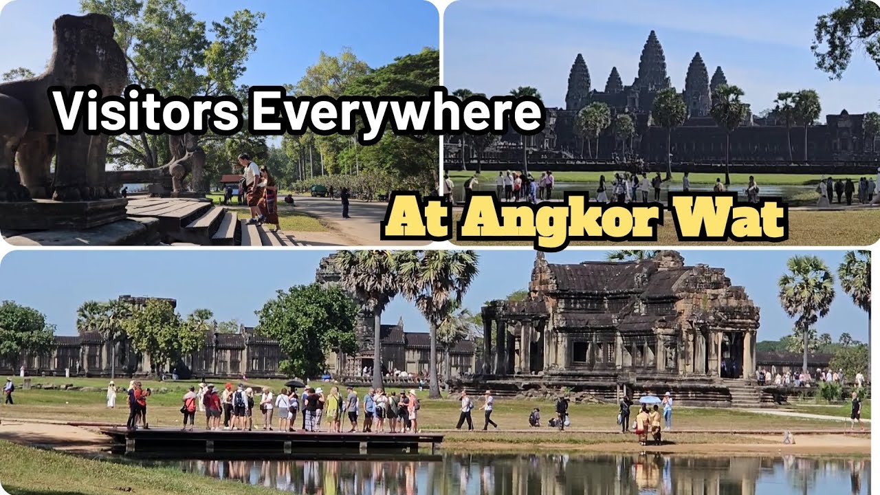 Many Khmer & Foreign Tourists Visiting Angkor Wat Today | Cambodia Travel