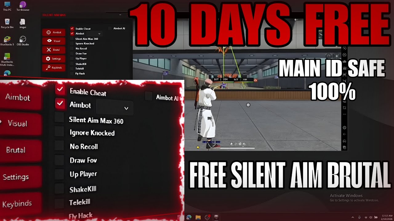 FREE FIRE PC PANEL OB52 🎯 | SILENT AIM MAX WITH BRUTAL FUNCTIONS 🔫💸⚡️