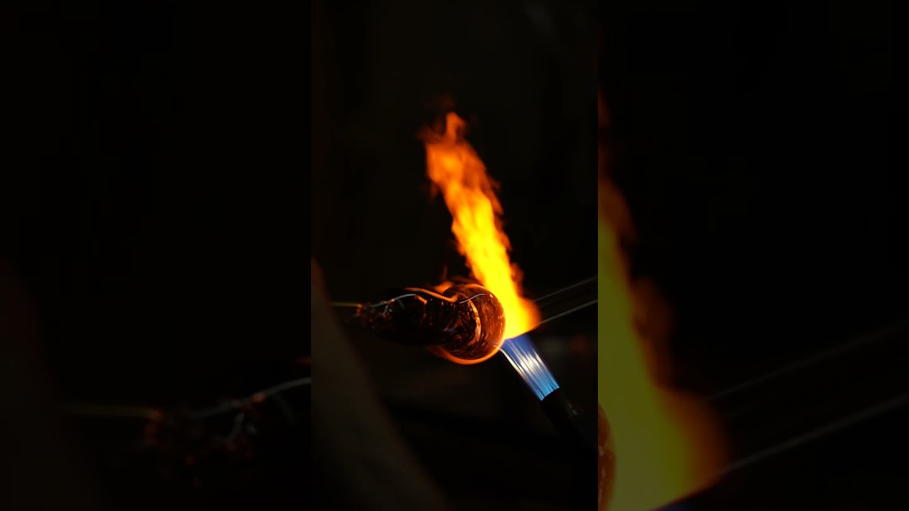 handmade functional glass pipes being made