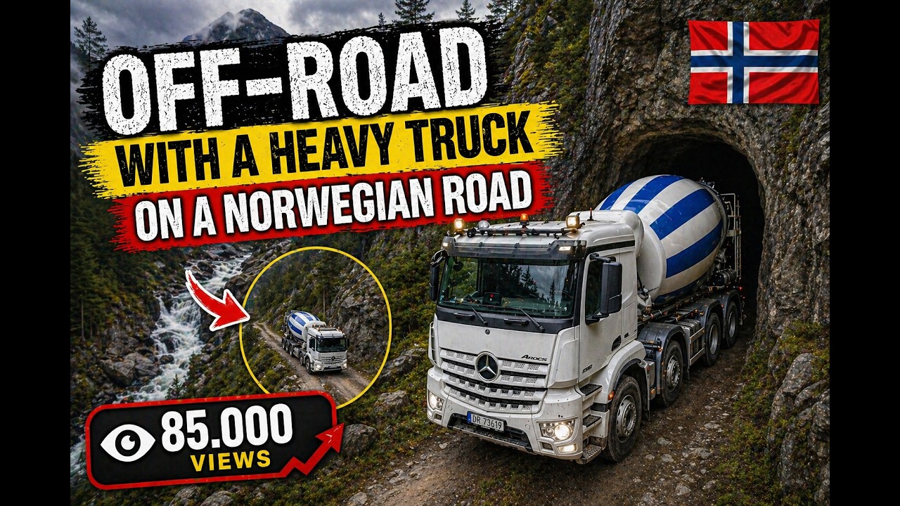 Off-road with a heavy truck in the mountains of Norway